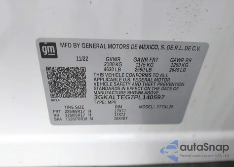 2023 GMC Terrain Awd Sle из США, поврежденный, VIN 3GKALTEG7PL140597